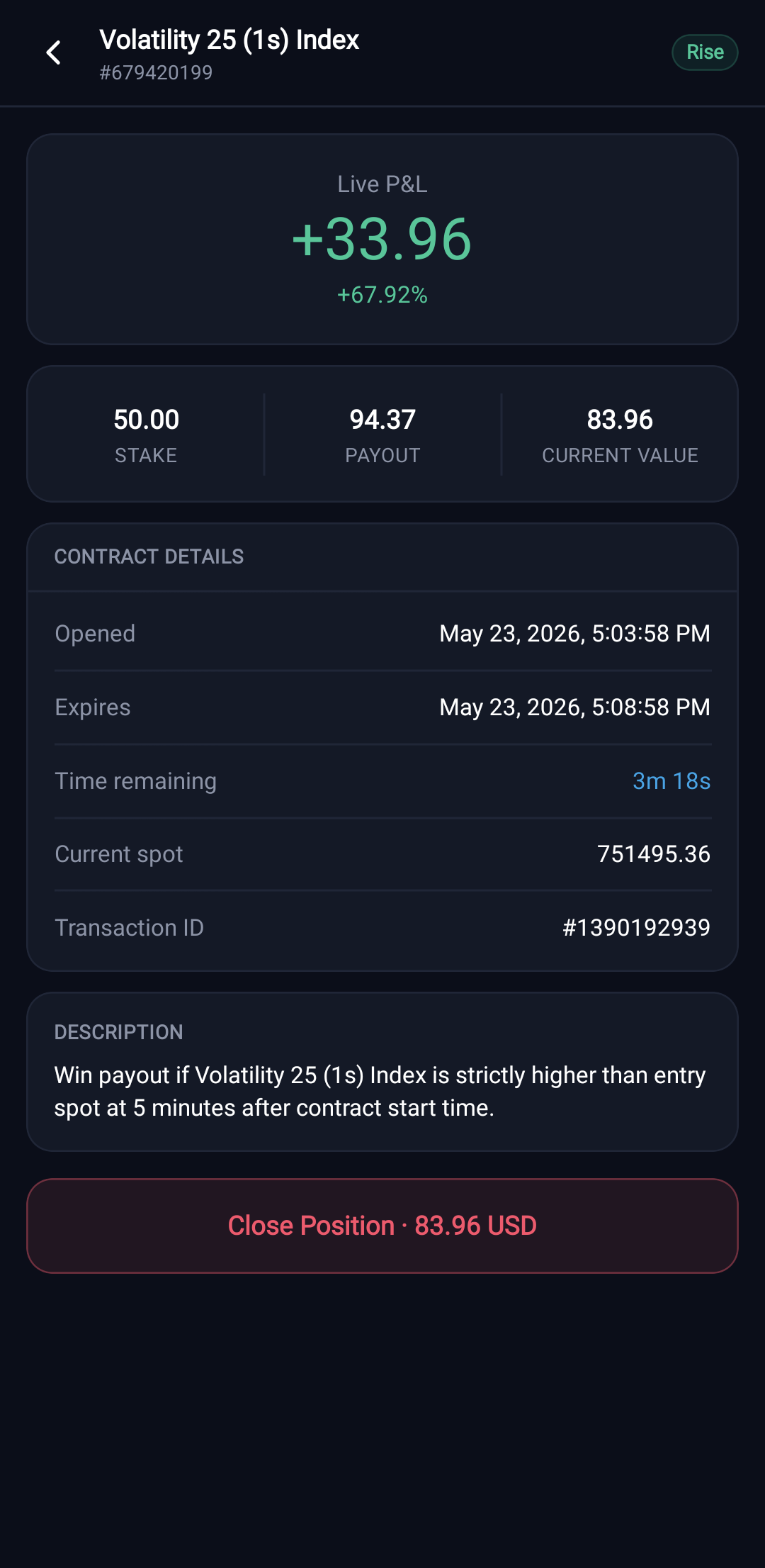 Live position details